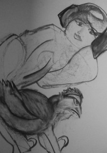 Mujer y gallo